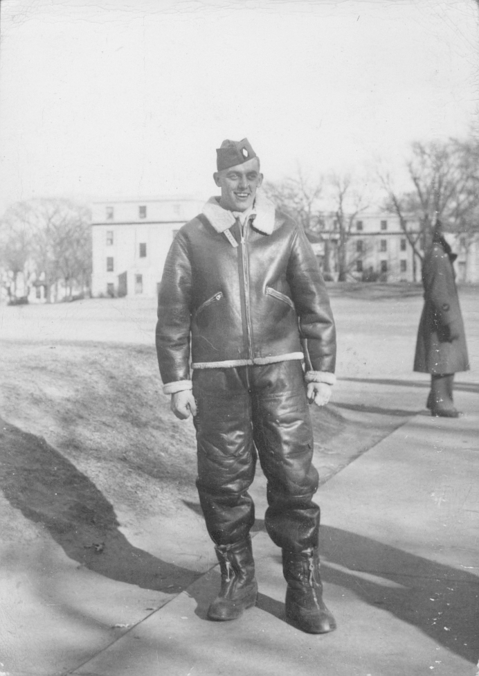 Robert Charles Norman in a sheepskin flight suit